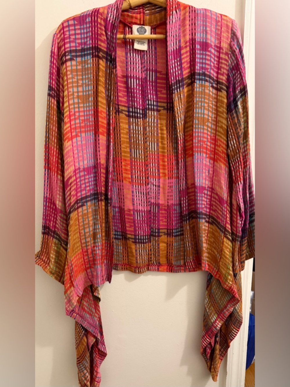 Multicolor Plaid Open-Front Women’s Top - Multi Color